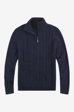 Alessandro Toscani™ Blue / M AURELIO™ | Half-Collar Sweater with Zipper
