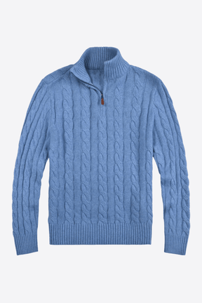 Alessandro Toscani™ Light Blue / M AURELIO™ | Half-Collar Sweater with Zipper