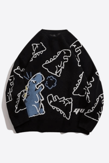 Alessandro Toscani™ M / Black AGOSTINO™ | Dinosaur Streetwear Sweater